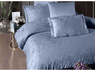 Постельное белье First Choice - Stesha Dusty Blue (Turkey), евро комплект Постельное белье First Choice - Stesha Dusty Blue (Turkey), евро комплект